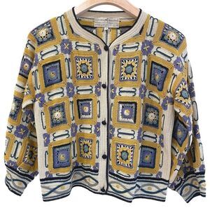 Peruvian Connection Amazing Hand-Crocheted Art to Wear Cardigan Sweater‎ Small